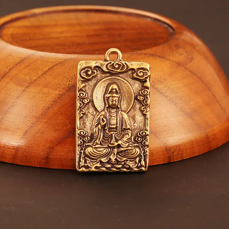 Tibet Buddhism Bronze Copper Guan Yin Kwan-Yin Goddess Avalokiteshvara Pendant