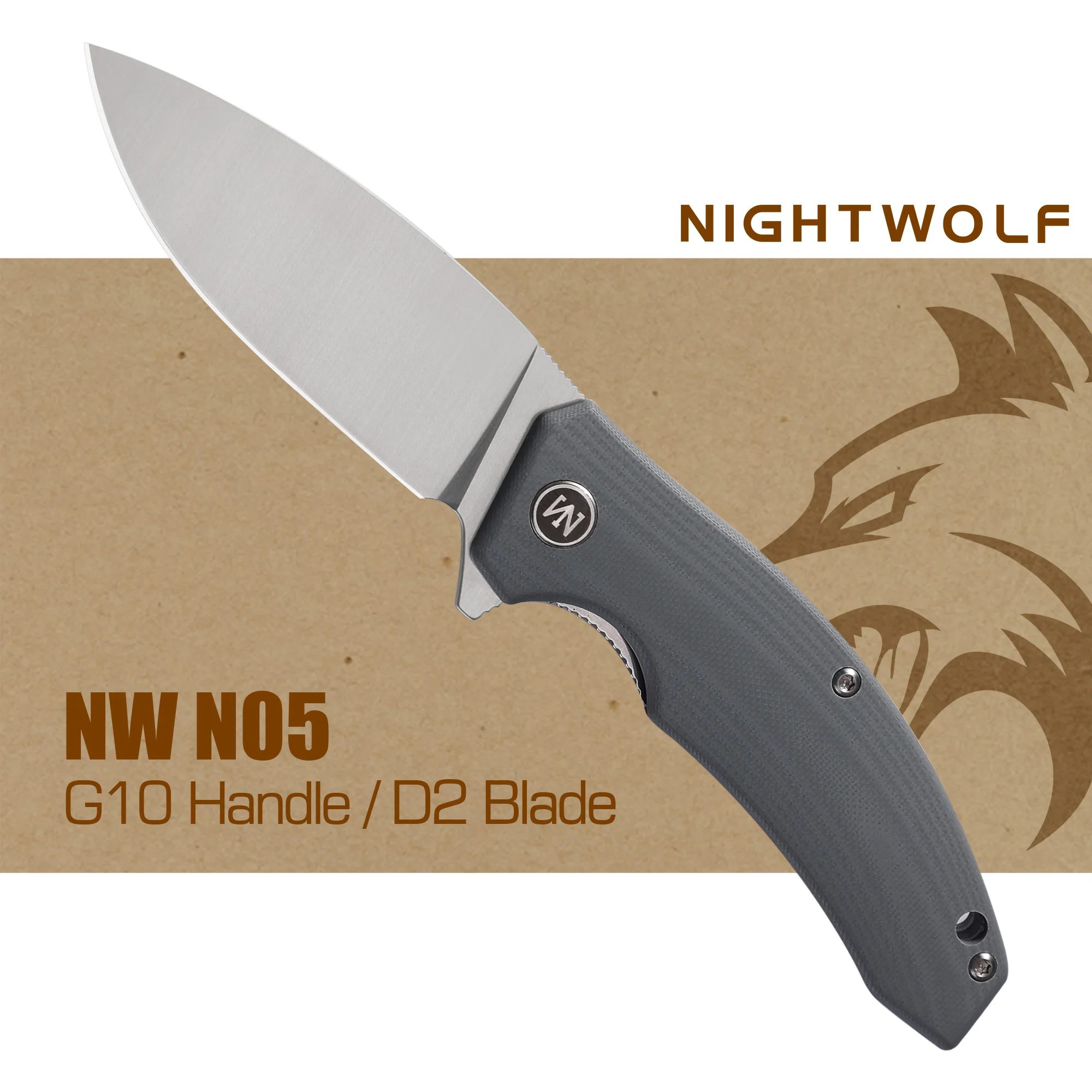 Nightwolf Nwn05 Coltello Pieghevole Per Uomo Cold Tactical Hunting Survival Camping Self Defense Pocket Tool Edc D2 Steel Blade G10