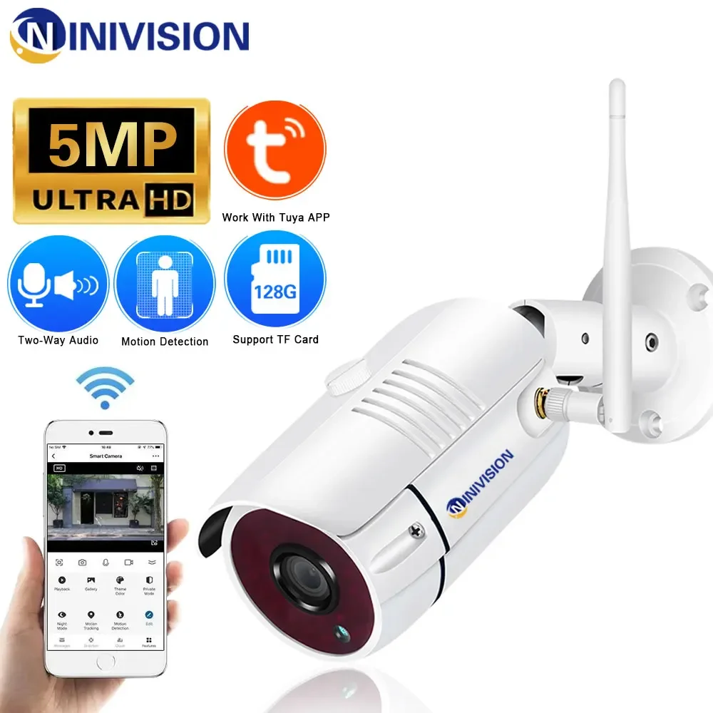 Tuya 1080P 5Mp Bullet Wifi Camera Sicurezza Esterna Protezione Umana Cctv Videosorveglianza Custodia In Metallo Cam Motion Detection