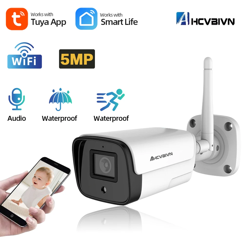 Tuya 1080P 5Mp Bullet Wifi Camera Sicurezza Esterna Protezione Umana Cctv Videosorveglianza Custodia In Metallo Cam Motion Detection