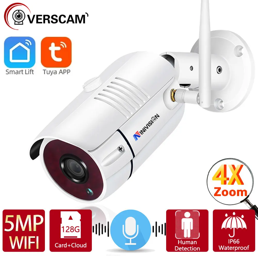 Tuya 1080P 5Mp Bullet Wifi Camera Sicurezza Esterna Protezione Umana Cctv Videosorveglianza Custodia In Metallo Cam Motion Detection