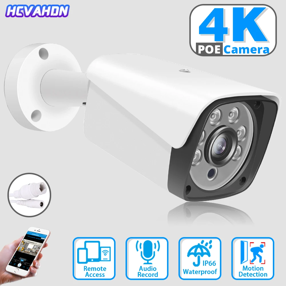Poe 8Mp 4K Ip Camera Rj45 Outdoor Impermeabile H265 Security Surveillance Bullet Cctv Camera Motion Detection Smart Home Wired Cam