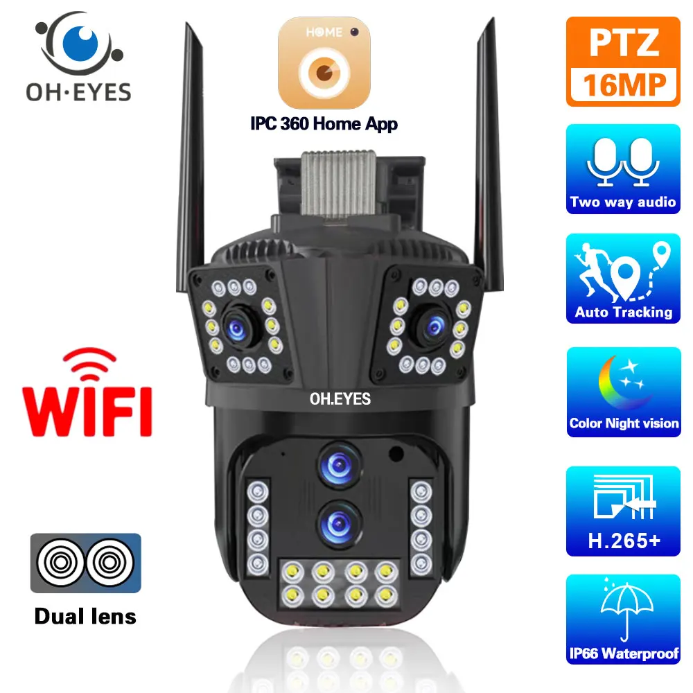 4K 8K Quattro Lenti Tre Schermi 10X Zoom Wifi Ptz Ip Camera Outdoor Auto Tracking Security Cam Telecamera Di Sorveglianza Cctv Impermeabile