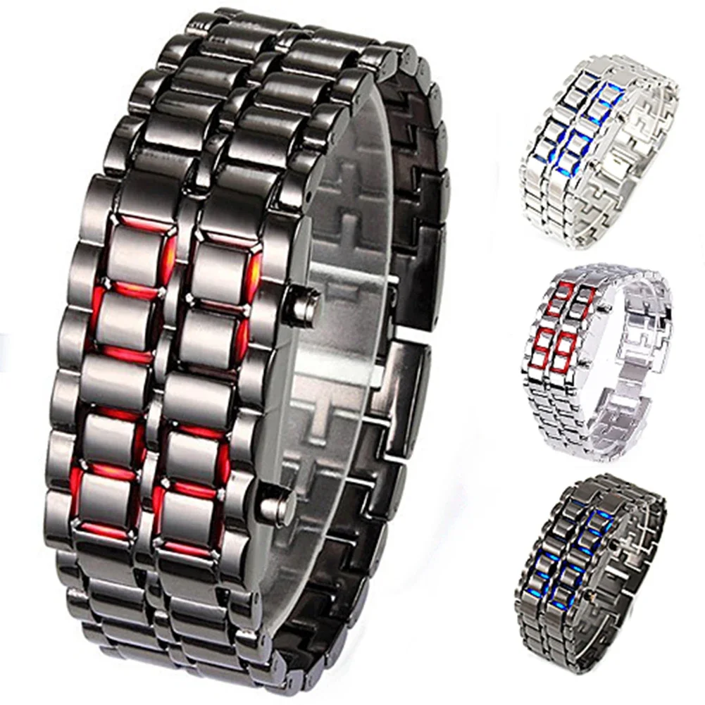 Fashion Style Iron Samurai Metal Bracciale Watch Led Orologi Da Polso Digitali Hour Montre Electronic Reloj Mujer Relogio Feminino