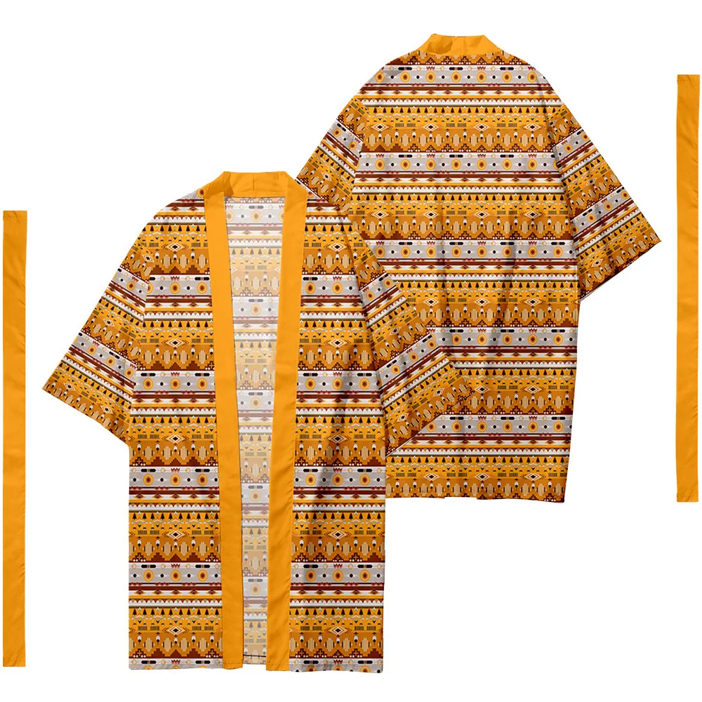 Cardigan Kimono Lungo Giapponese Da Uomo Costume Da Samurai Kimono Camicia Kimono Nazionale Bohémien Giacca Yukata 5