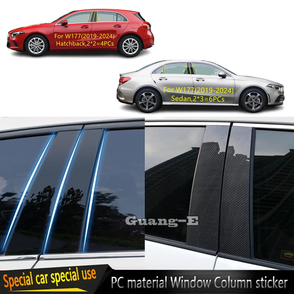 Per Mercedes Benz A Class Hatchback Sedan W177 2019-2024 Car Pc Materiale Pillar Post Cover Door Trim Window Moulding Stickers