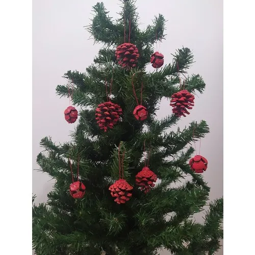 Cica Lilas Red Cone Pine Tree Ornament 10'Lu Set (5 Pezzi Pigna 5 Pezzi Cono Servi)