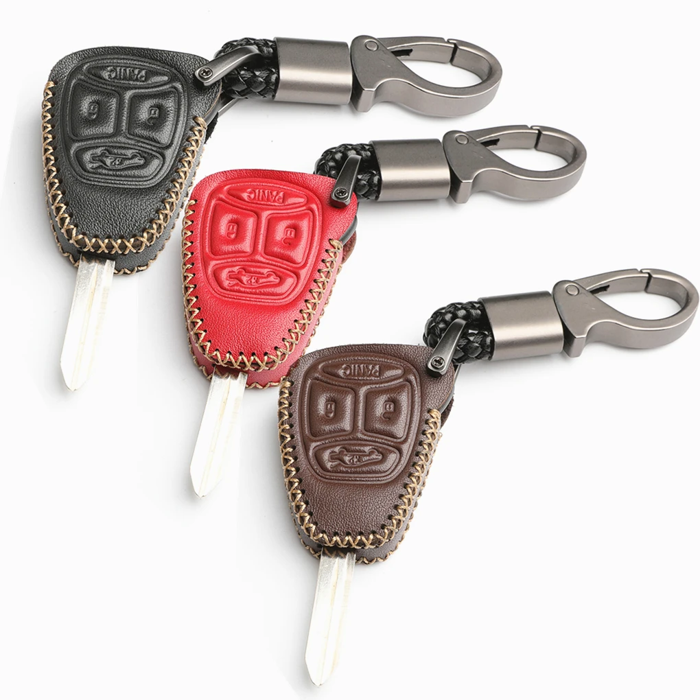 Wfmj Leather For Dodge Charger Durango Magnum Jeep Grand Cherokee Liberty Chrysler 200 300 4 Pulsanti Portachiavi Cover Fob Chain