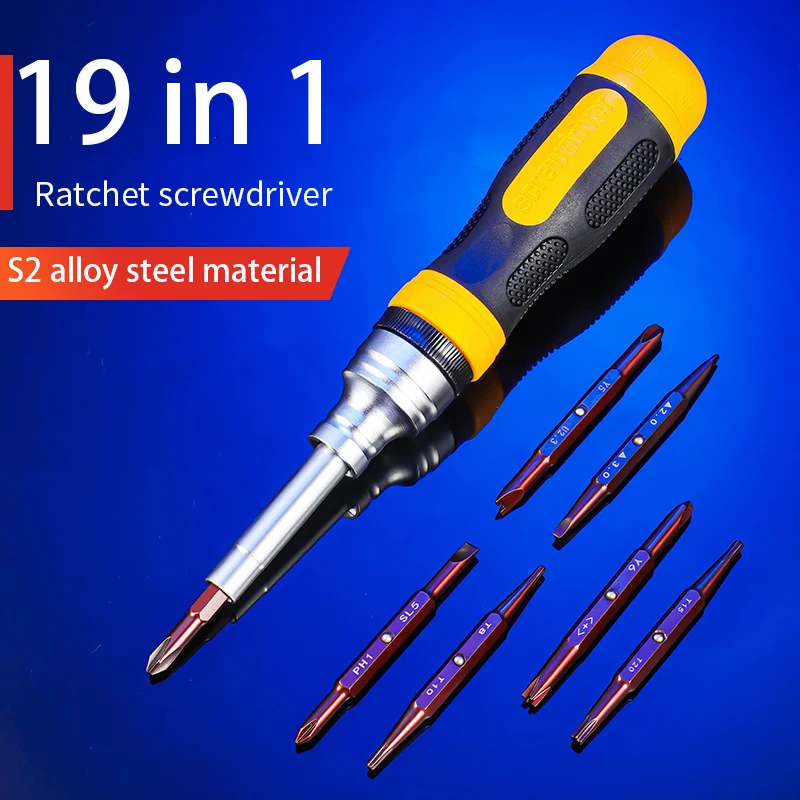 6/19 In 1 Ratchet Screwdriver Set Precision Phillips Slotted Magnetic Complete Screw Driver Bits Mobile Phone Watch Repair Tools
