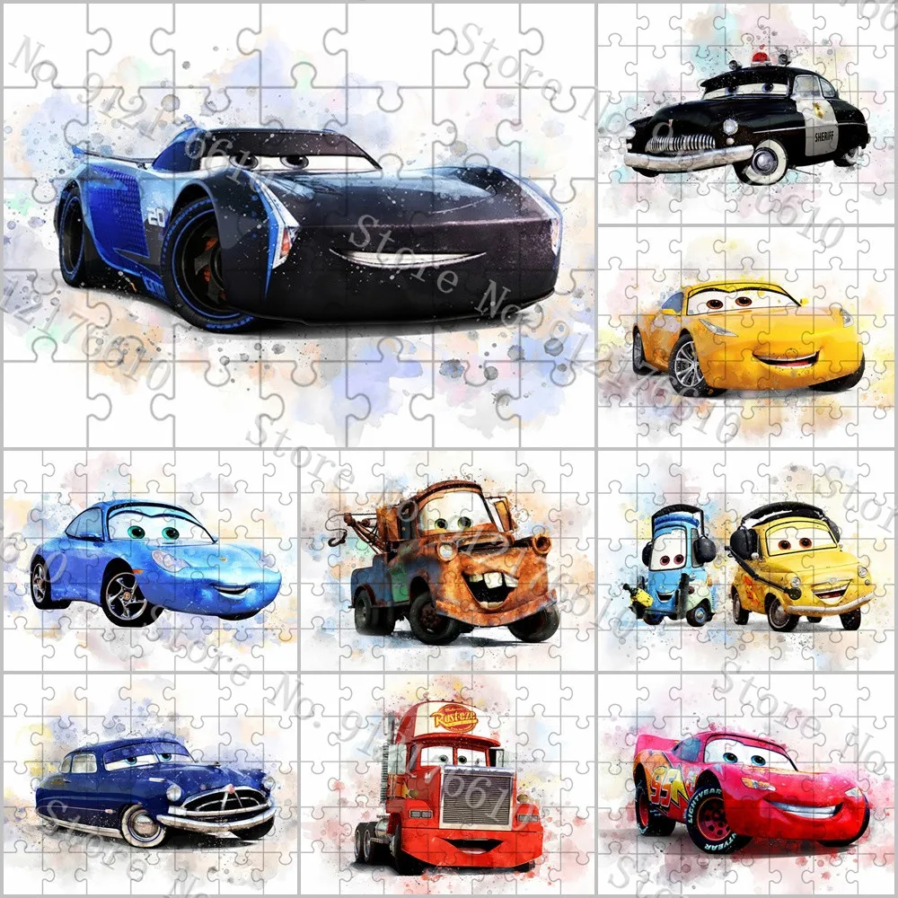 Disney Pixar Cars 35 Pezzi Mini Jigsaw Puzzle Acquerello Cartoon Anime Decompress Puzzle Educativo In Legno Per Bambini Giocattoli Regalo
