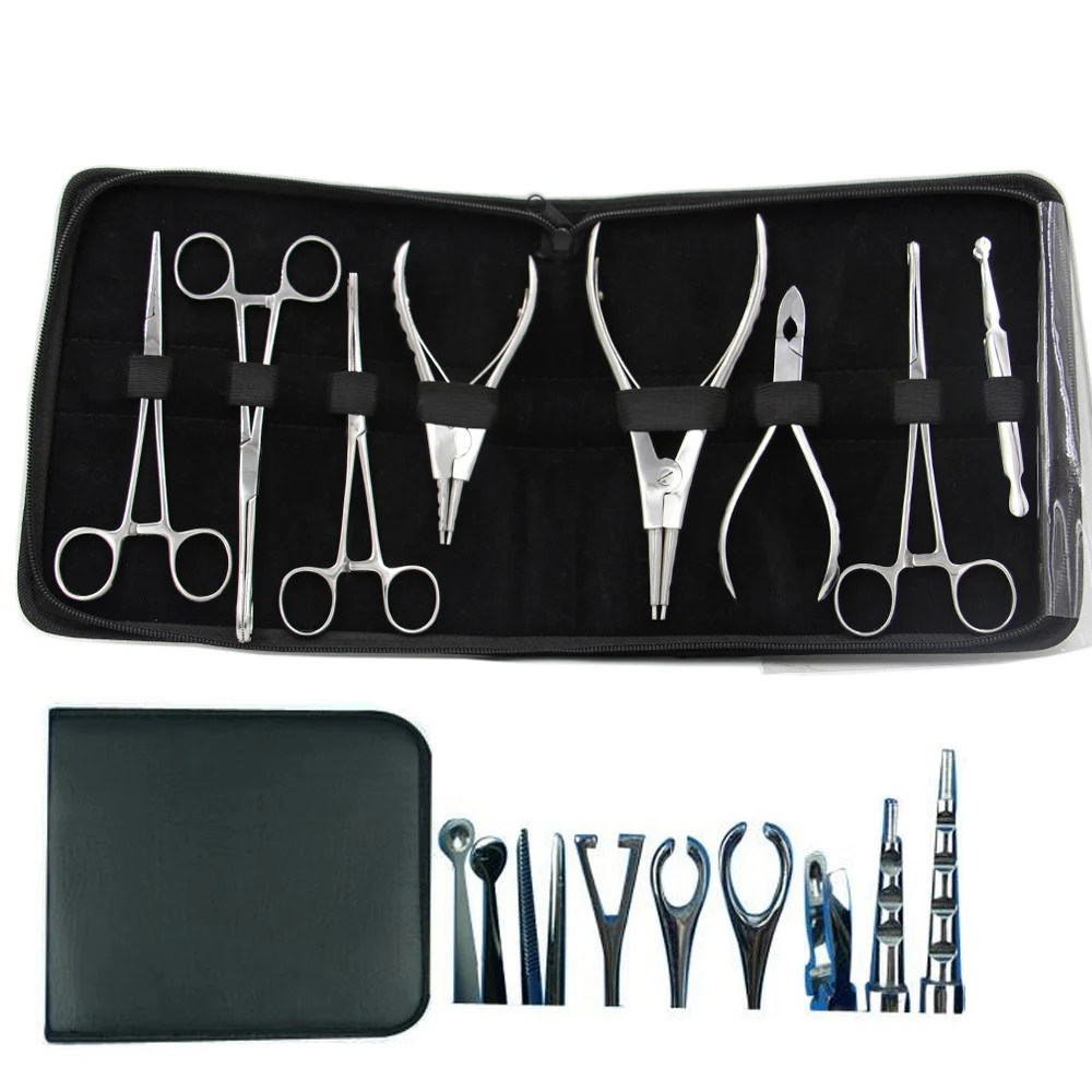 Body Piercing Piercing Professionale Tool Set Acciaio Chirurgico Della Pancia Orecchio Strumento Tongue Setto Piercing Strumenti Lip Pinzette Pinza Pi