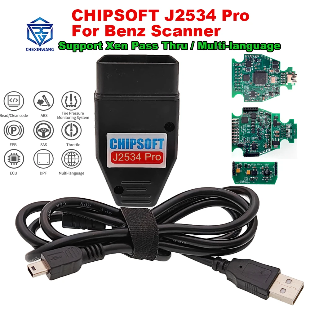 Chipsoft J2534 Pro Per Mercedes Benz J2534 Passthru Scanner Simulator Mode Cavo Diagnostico Vci Obd 2 Obd2 Strumento Diagnostico Per Auto