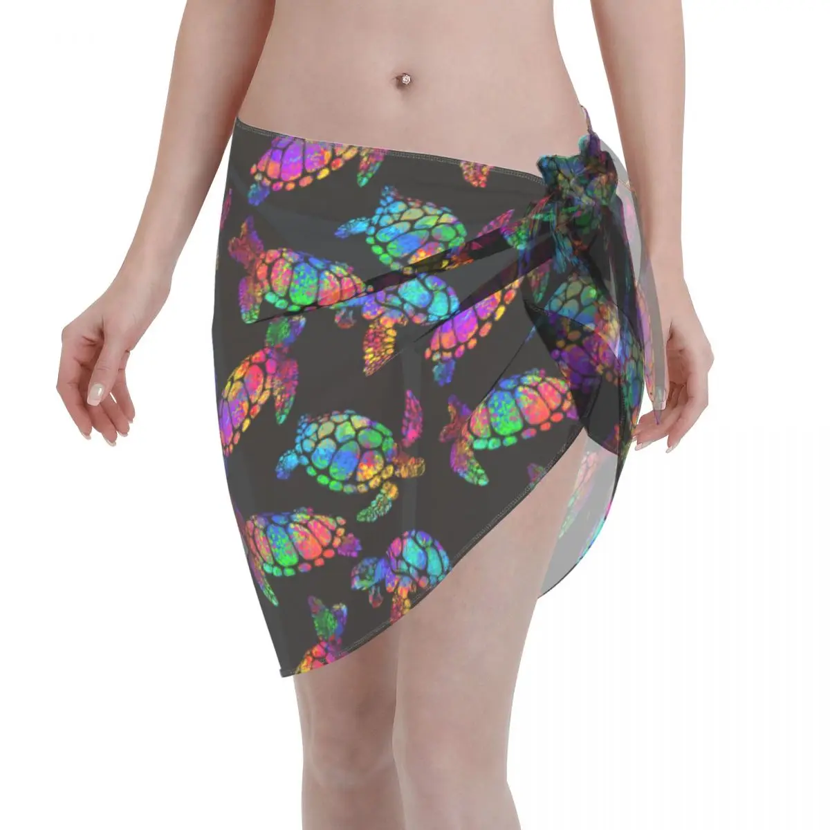 Sea Turtle Sexy Women Beach Bikini Cover Up Wrap Chiffon Swimwear Pareo Sarong Beach Wear Bikini Cover-Ups Skirts Swimsuits
