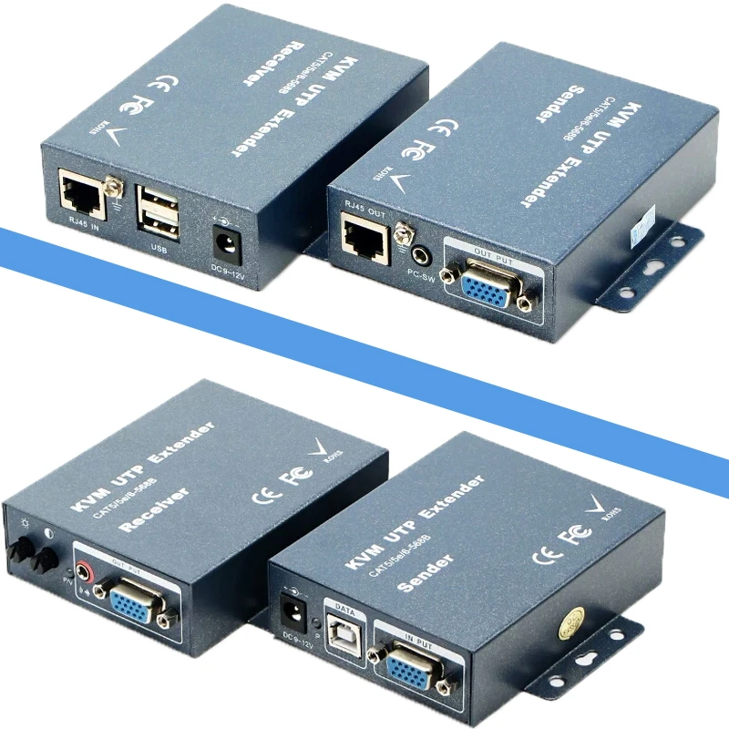 Super Quality 330Ft Vga + Stereo Audio + Usb Signal Kvm Extender Su Cat5 Cat5E Cat6 Rj45 Cable No Delay Loss Trasmettitore Vga