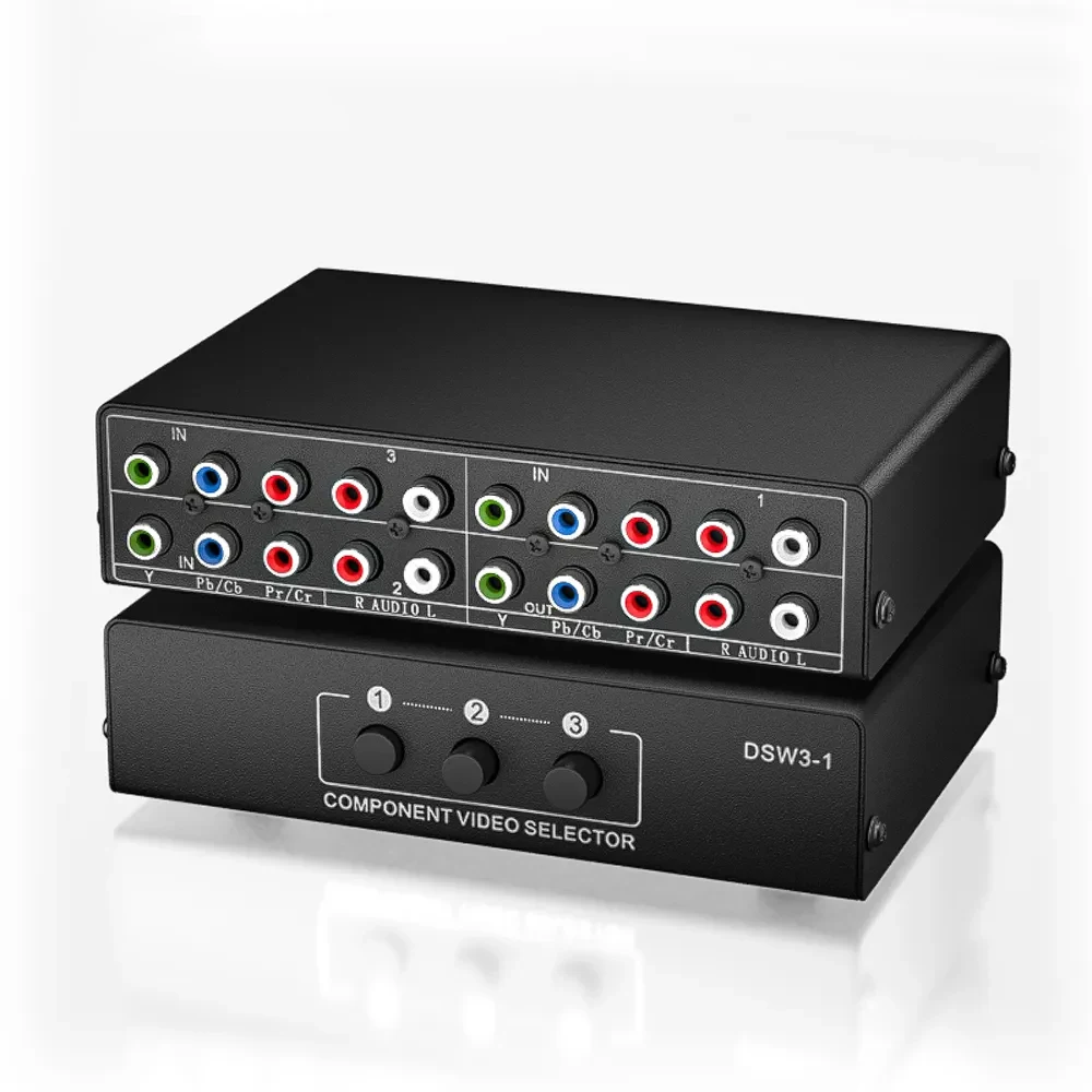 Selettore Interruttore Componente Rgb 3 In 1 Out 5 Rca Ypbpr Component Switcher Hub Switch Audio Video Per Lettore Dvd Wii Ps2/3 Xbox