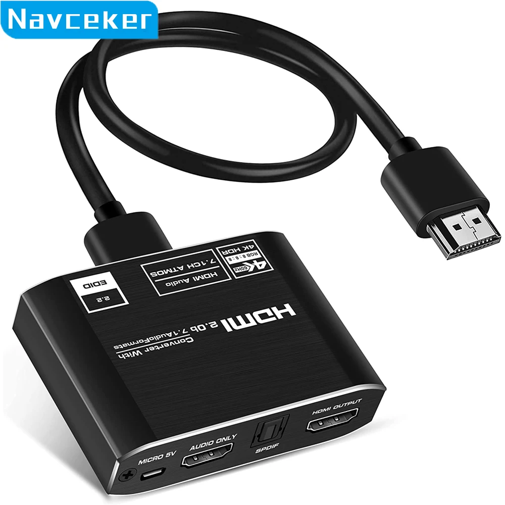 Navceker 4K 120Hz Hdmi Audio Extractor Earc Arc Hdmi 2.0 Audio Extractor Splitter Hdr Hdmi A Audio Switch Ottico Toslink Spdif