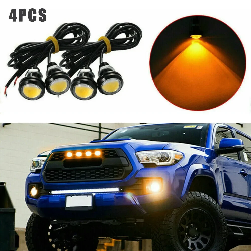 4Pcs Led Grille Lighting Kit Auto Truck Eagle Eye Light Per Ford Suv Raptor Svt-Style Universal Amber Car Grille Lighting Kit Ne