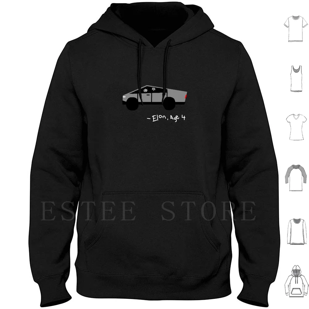 Future Electric Ev Cybertruck Pickup By Elon Musk Kid'S Drawing Felpe Con Cappuccio Dal Design Divertente Manica Lunga Ev Electric