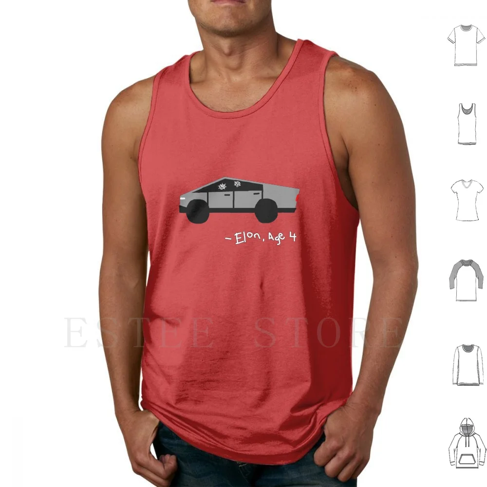 Future Electric Ev Cybertruck Pickup By Elon Musk Kid'S Drawing Funny Design Canotte Gilet Senza Maniche Ev Electric