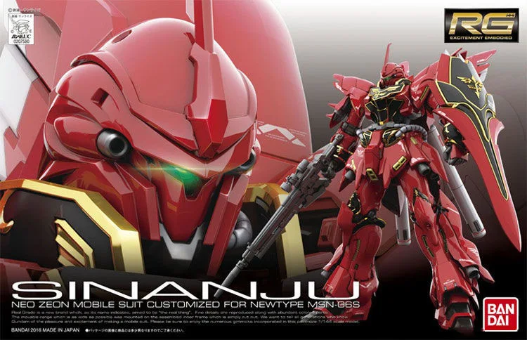 Bandai Anime Gundam Rg 22 1/144 Msn-06S Sinanju Assembly Robot Mobile Gunpla Action Figure Decorazione Della Stanza Raccogli Modello Boy Toy
