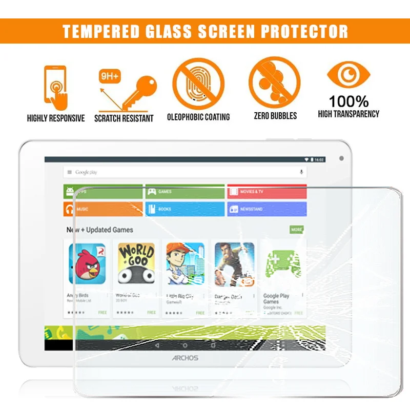 For Archos 101C Platinum Tablet Tempered Glass Screen Protector 9H Premium Scratch Resistant Anti-Fingerprint Film Cover