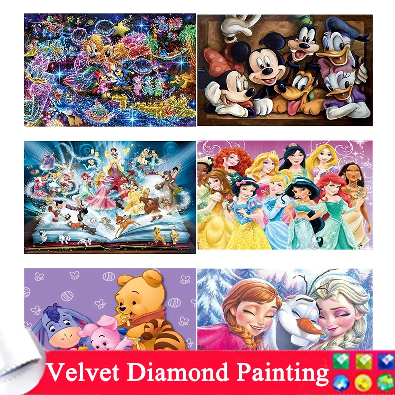 Disney Diamond Painting Cross Stitch Pattern 5D Diamond Ricamo "Cartoon Princess Mickey Mouse Winnie The Pooh" Home Decor Art