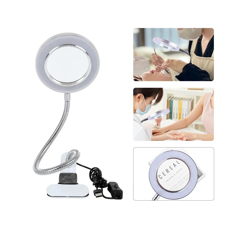 X Magnifier Tattoo Lamp Con Morsetto Usb Led Lamp Cold Light Sopracciglio Makeup Illuminator Equipment Tattoo Nail Art Salone Di Bellezza