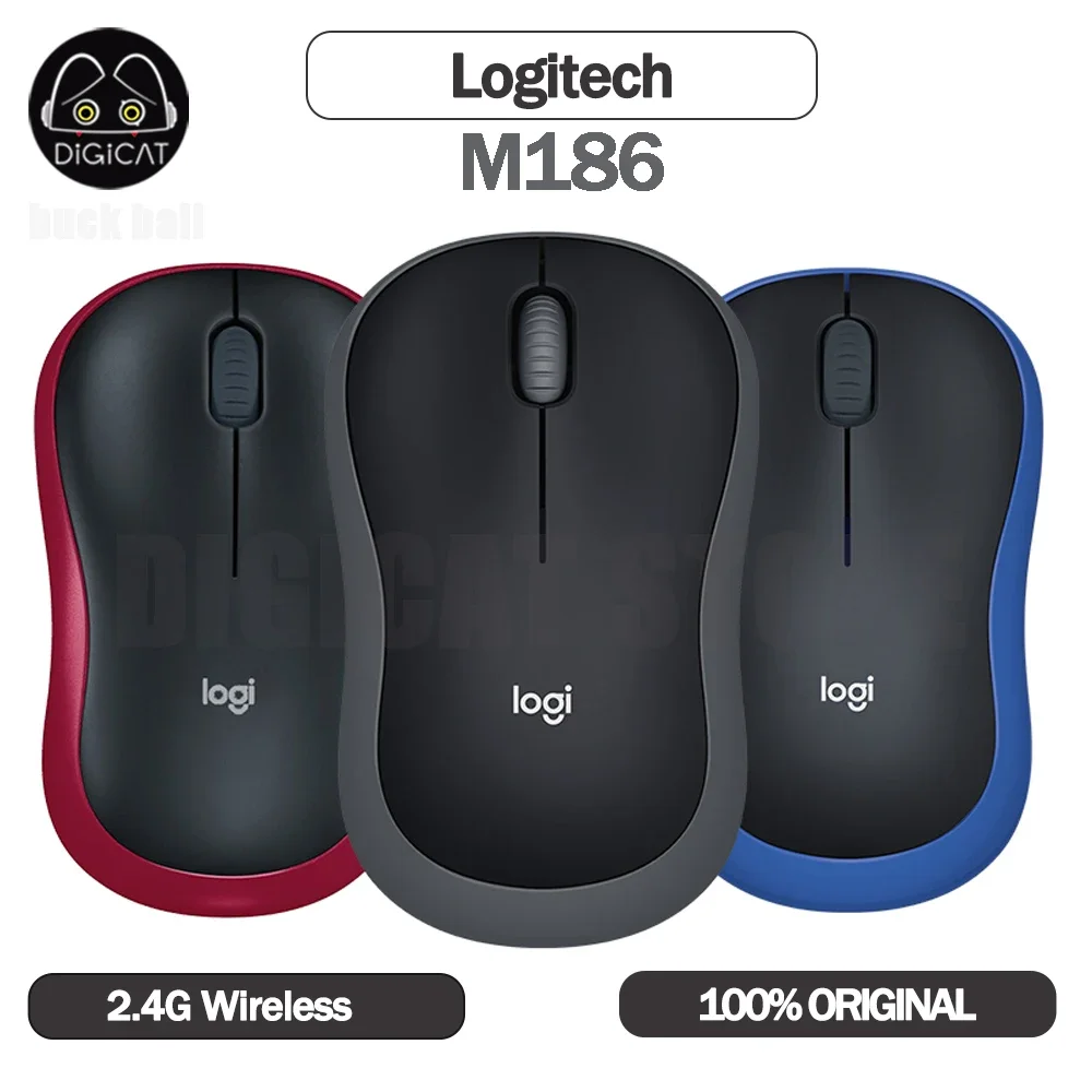 Logitech M186 Mouse 2.4G Wireless Mouses Full Size Smooth Office Mouses Universale Per Entrambe Le Mani Mouse Windows/Mac Os/Linux Gifts