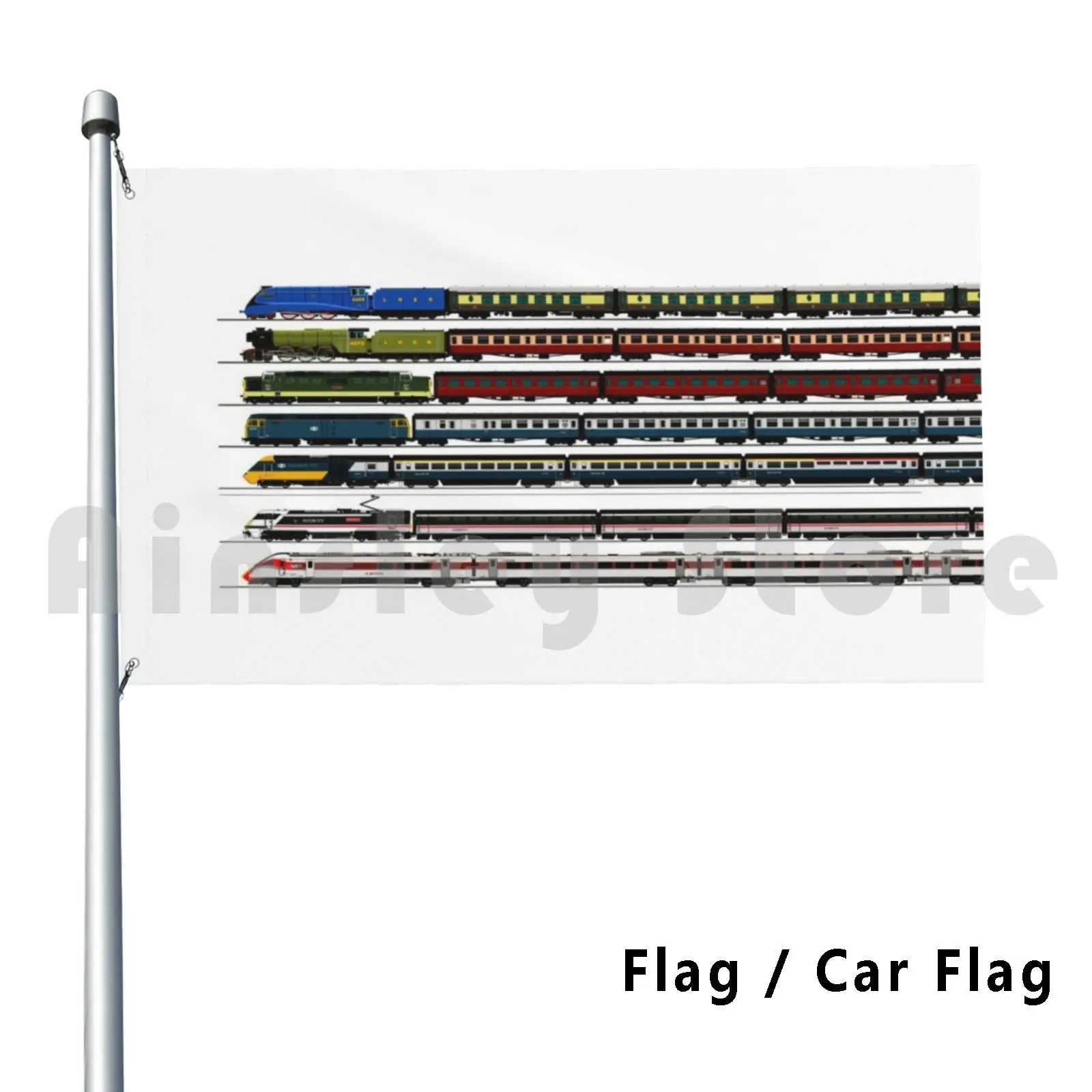 Bandiera Britannica Dei Treni Bandiera Auto Locomotive Divertenti Intercity 125 Intercity 225 Br Mallard Flying Scotsman