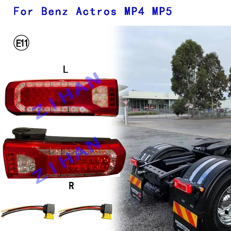(Coppia) 0035443203-0035443403-Per Mercedes Actros Mp4 Mp5 Led Lampade Posteriori Cicalino Sinistro + Destro
