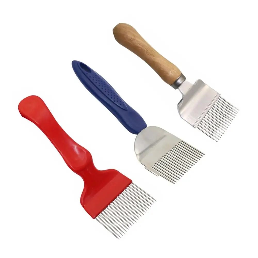 Bee Pin G Tool 17To2 1 Pin Bee Honey Forchette Aghi Dritti Uncap Pin G Forchette Manico Acciaio Inossidabile Miele Rake Rake Pala Pettine