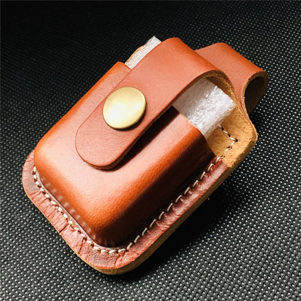2021 New Simplicity No Pattern Custodia Per Accendino In Vera Pelle Custodia Per Accendino A Olio Di Cherosene Fatta A Mano Per Accendini Zippo