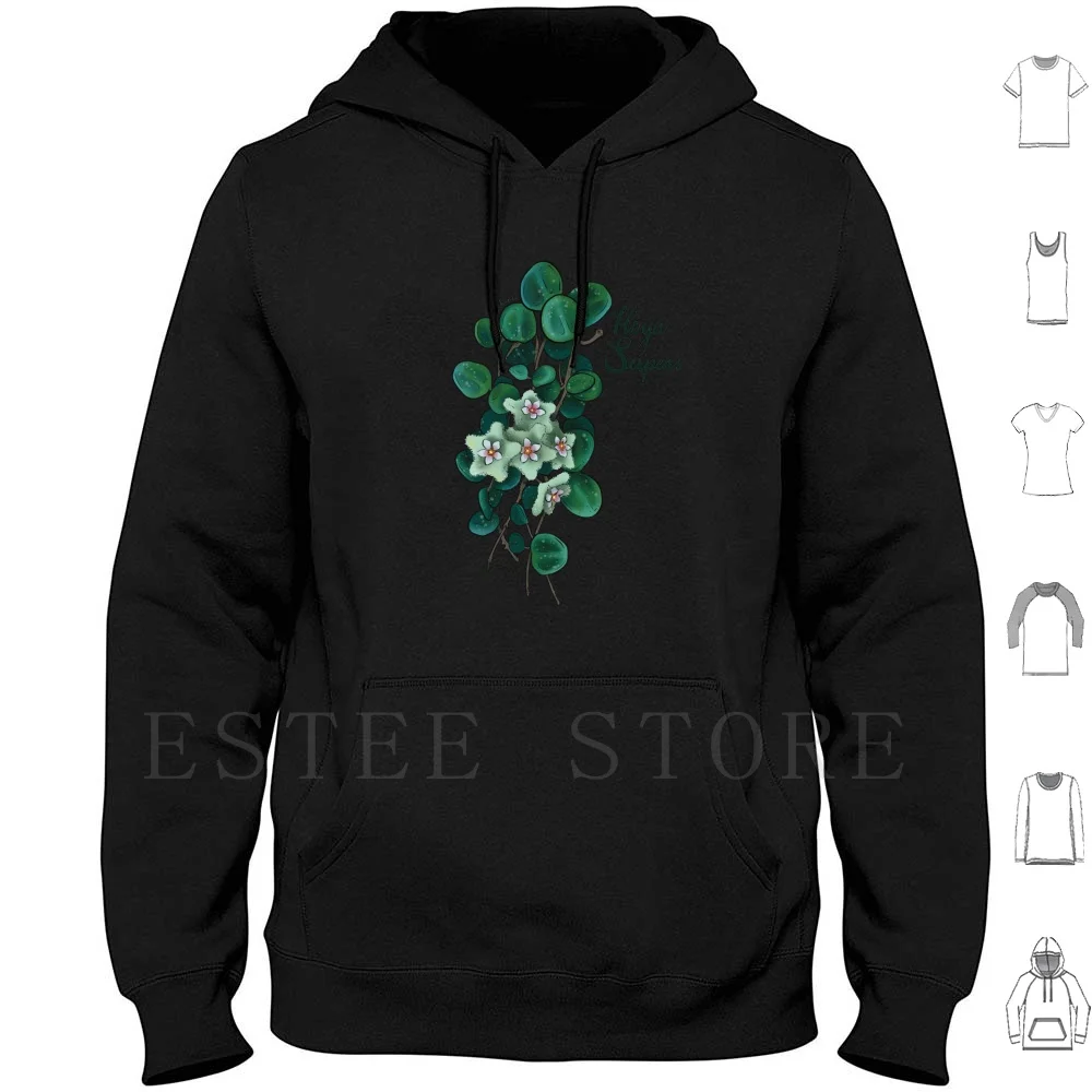 Hoya Serpens Splash In Bloom Illustration Felpe Con Cappuccio Manica Lunga Hoya Hoya Obovata Hoya Lovers Botanical Hoya Art