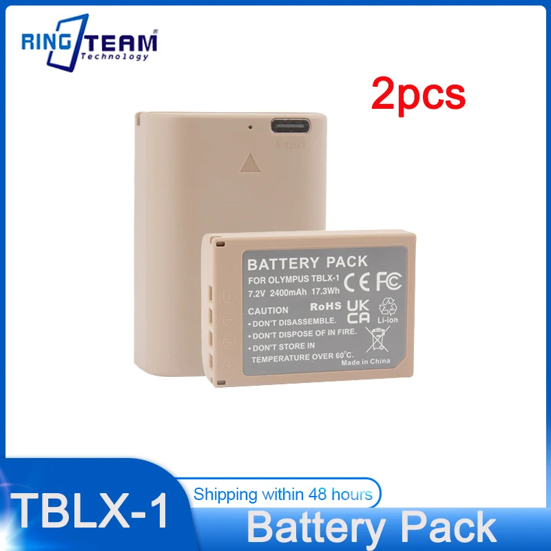 2 Pezzi Per Batteria Agli Ioni Di Litio Tipo Olympus Tblx-1 Con Porta Di Ricarica Usb-C Per Batteria Per Fotocamera Dslr Olympus Om-1 2400Mah