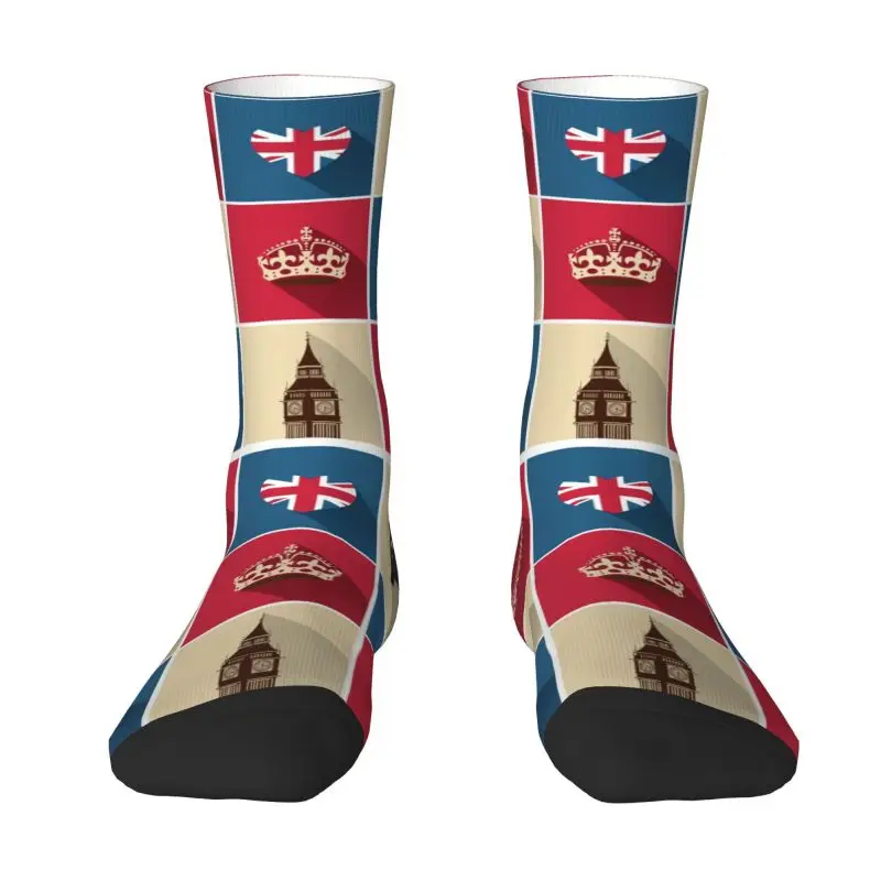 Novità Uomo Vintage Uk London Symbol Dress Socks Unisex Warm Confortevole Stampa 3D British Flag Red Bus Crew Socks