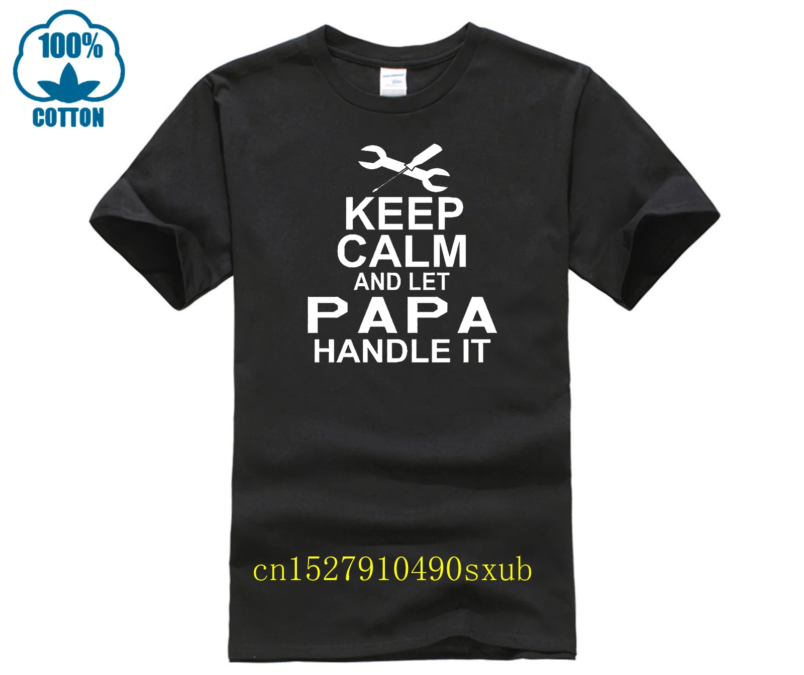 (Kcs) Keep Calm And Let Papa Handle It Girocollo Cool T-Shirt Da Uomo