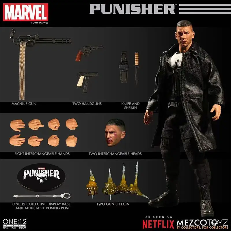 Originale Mezco One:12 Punisher Frank Castle 1/12 In Stock Anime Action Collection Figure Model Toys