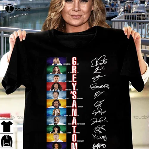 Grey'S Anatomy Shirt Movie Cast All Signed Image Gift Fan Film Tshirt Size Xs-5Xl Black Button Up Shirt Donna Nuova Maglietta Popolare