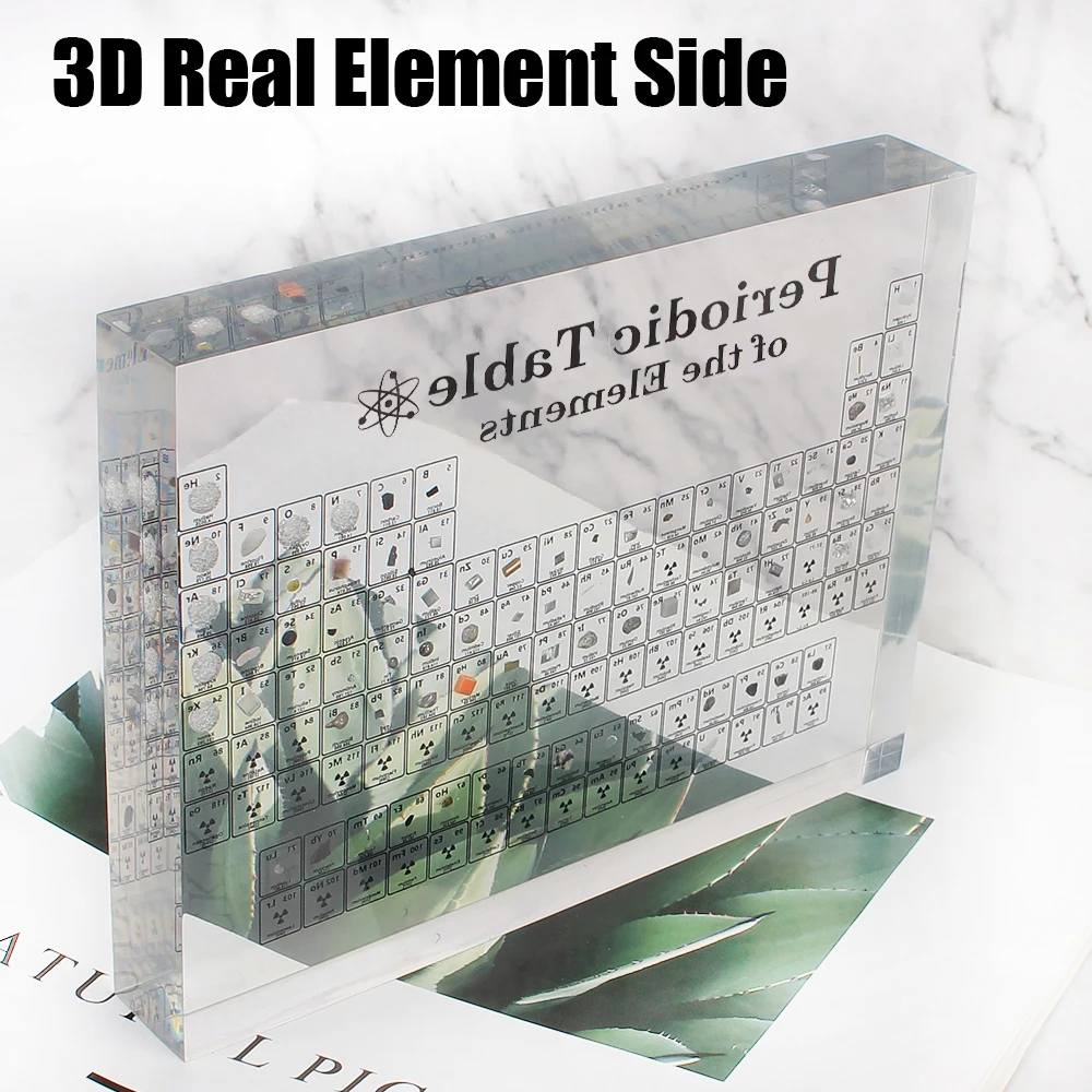 Chemical Element Display With Real Elements Samples Letter Decoration Kids Teaching School Display Acrylic Periodic Table
