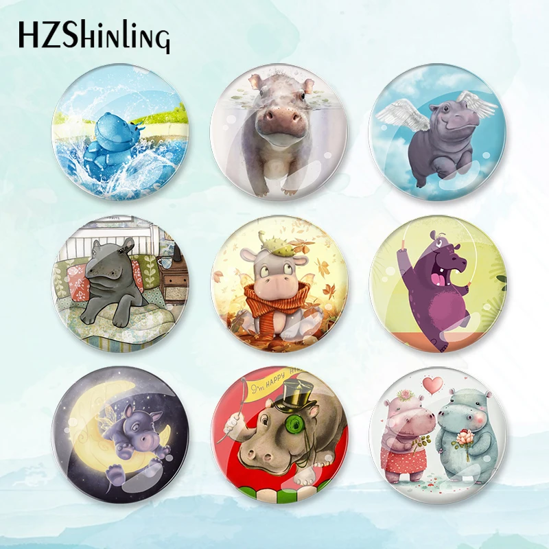 2023 New Happy Hippo Badge Spilla Spilla Animale Zaino Decorazione Spille Gioielli Rotondi Regalo Donna