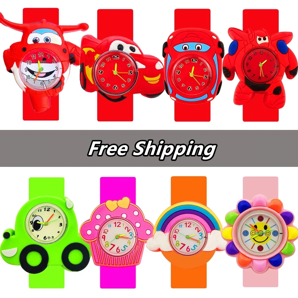 Baby Learn Look Time Toys Airplane Car Children Watch Bend Strap Slap Orologi Per Bambini Orologio Super Flying Man Watch Montre Enfant