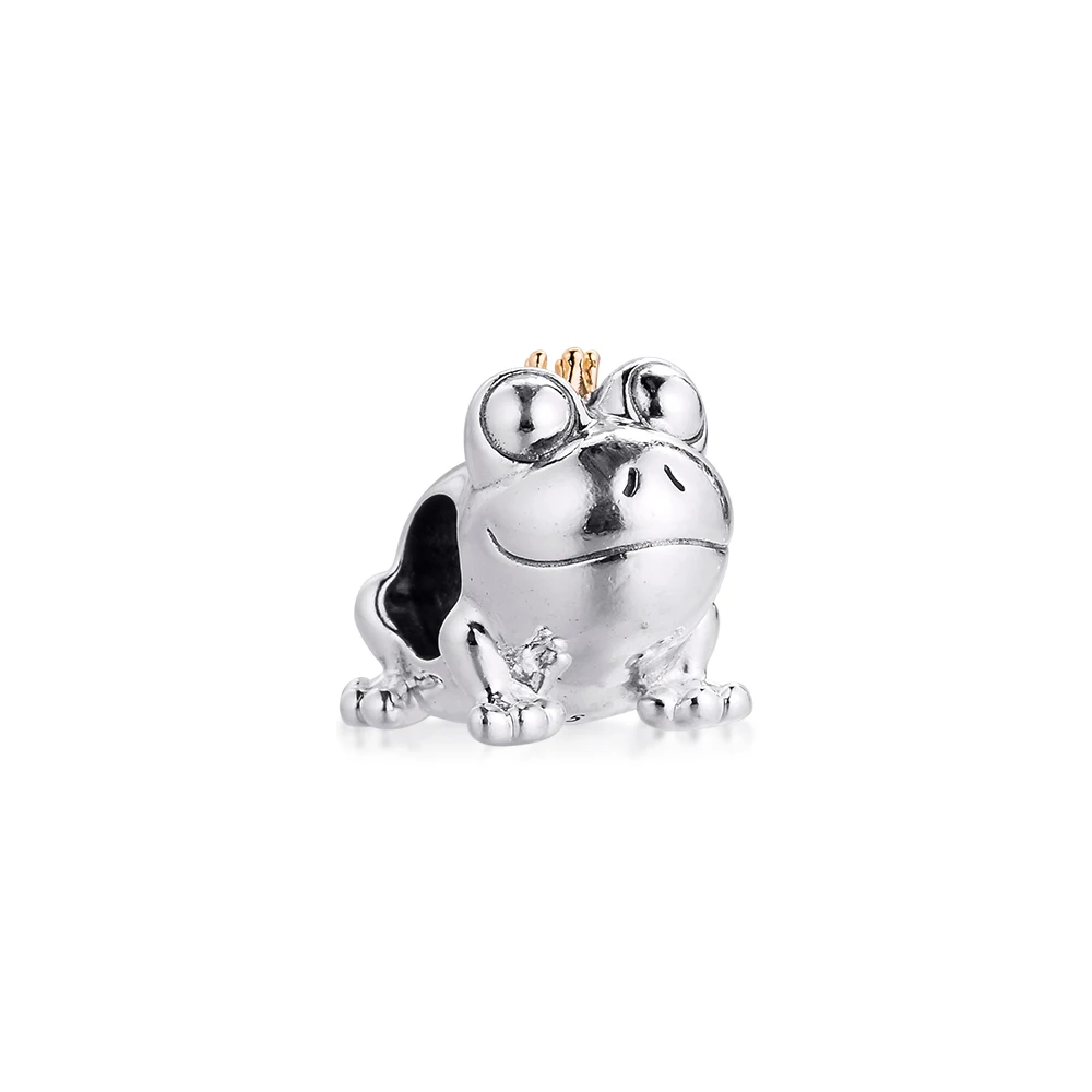 925 + 14K Gold Charms Bead Bicolore Frog Prince Charm Fit Bracciali Original Sterling Silver Beads Gioielli Femminili Rosario