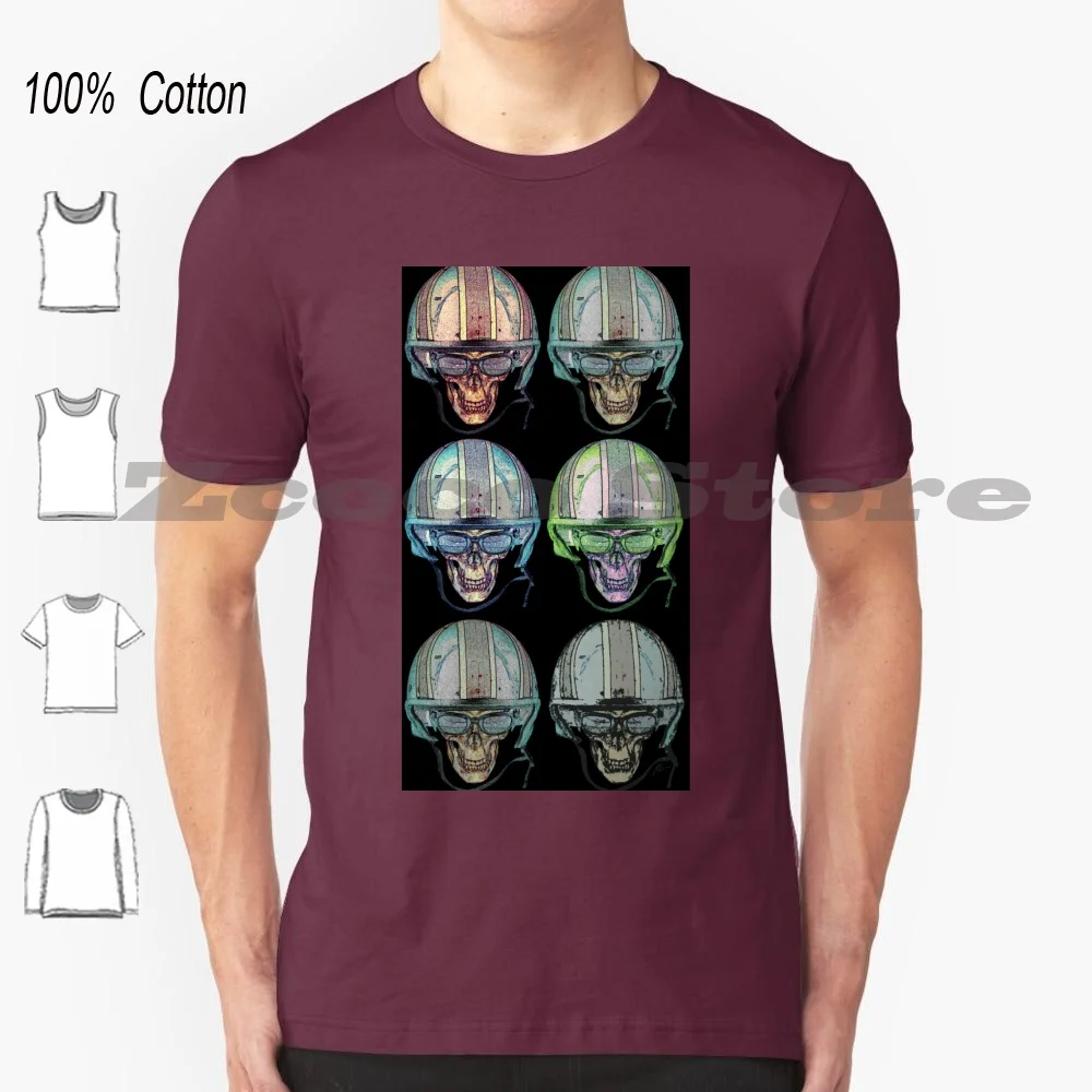 Casco Da Motociclista Non Morto Skull Zombies Multi T-Shirt 100% Cotone Uomo Donna Modello Personalizzato Skull Neon Demon Biker Helmet Rat
