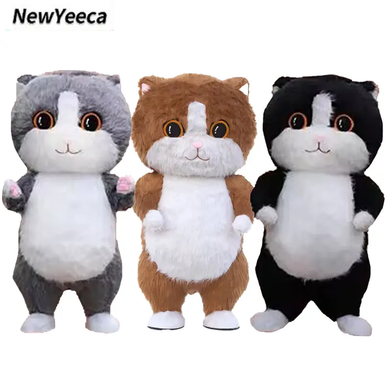2M Peloso Gonfiabile Gatto Costume Mascotte Peluche Mascotte Costumi Animali Per Adulti Gattino Fursuit Party Halloween Cosplay Suit