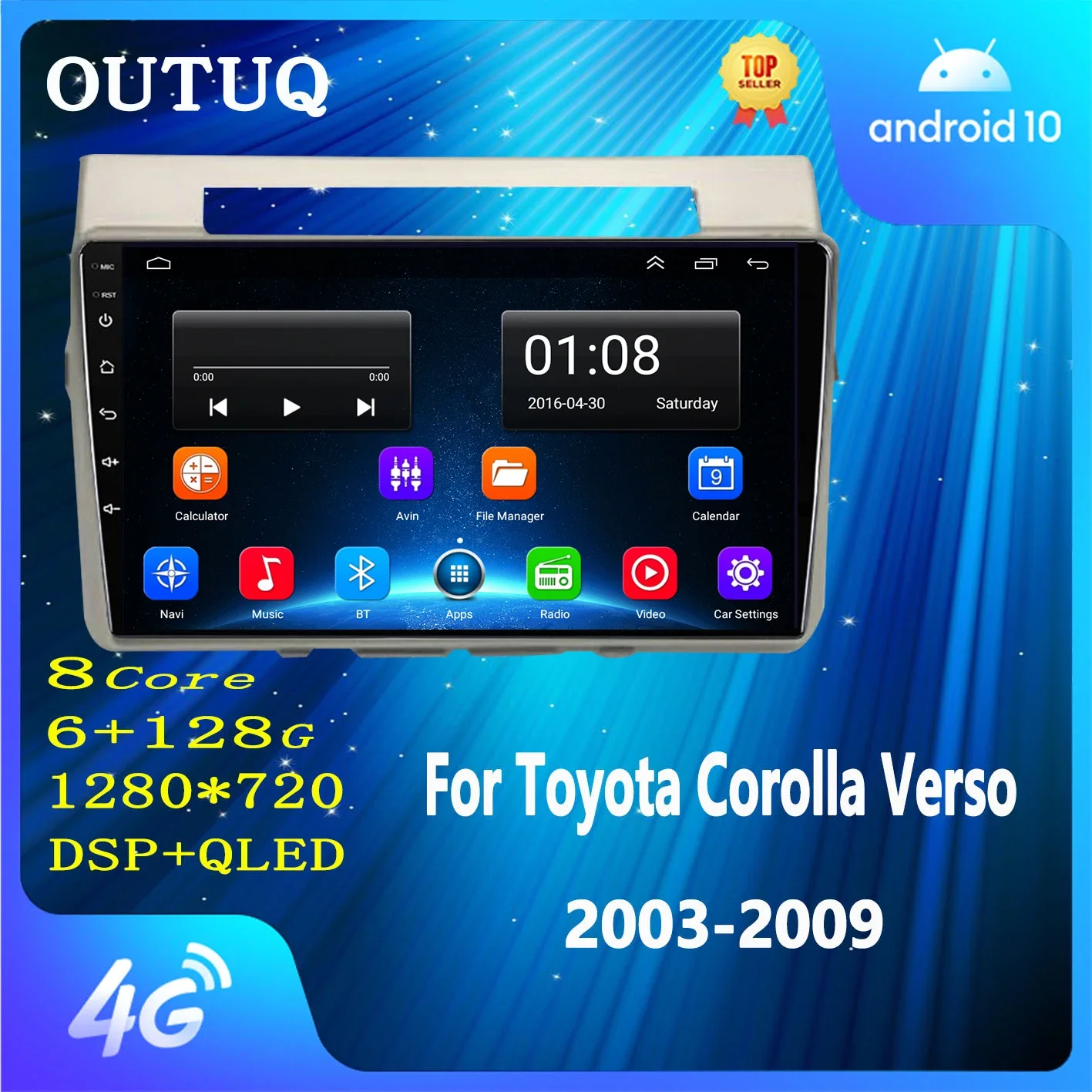 2 Din Android Radio Car Multimedia Player Wireless Carplay Navigazione Gps Wifi Per Toyota Corolla Verso Toyota Verso 2004-2009