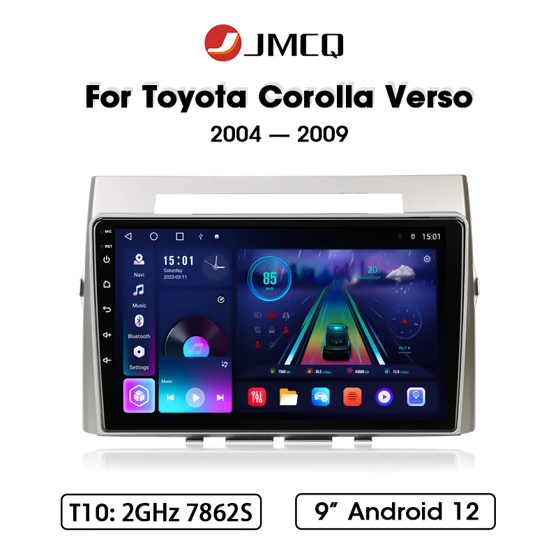 Jmcq 9 "Autoradio Android 12 Per Toyota Corolla Verso Ar10 2004 - 2009 2Din Lettore Video Multimediale Navi Unità Principale Carplay Auto