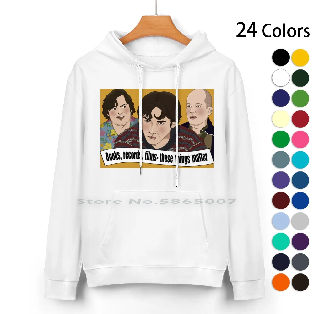 Maglione Con Cappuccio In Puro Cotone Ad Alta Fedeltà 24 Colori High Fidelity John Cusack Jack Black Robin Louiso Nick Hornby 100% Cotone