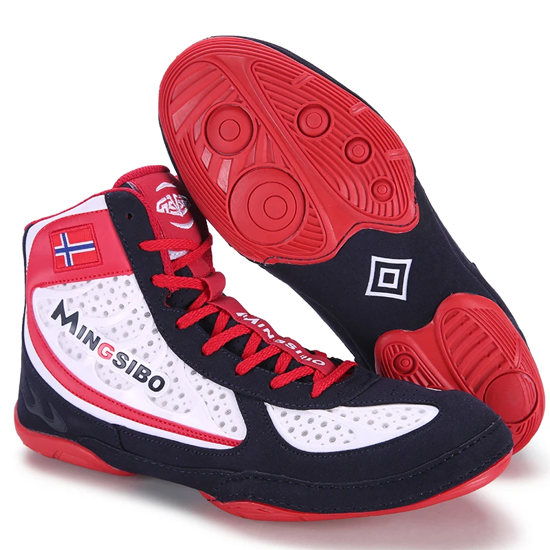 New Profession Wrestling Sneakers Per Uomo Hard-Wear Boxing Wrestling Snoes Pieghevole High Top The Game Shoes Sneakers Rosse