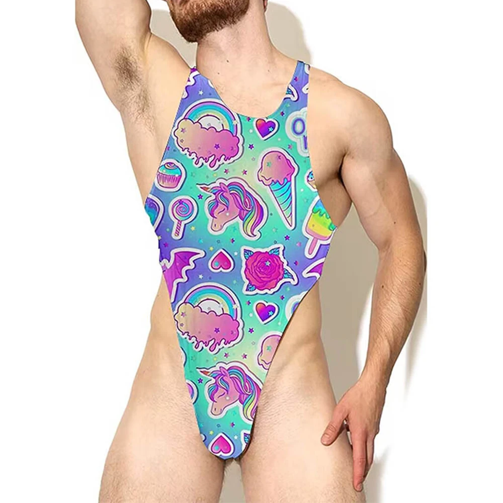 Sexy Mens Body Pagliaccetti Arcobaleno Intimo Tuta Intera Lgbt Sexy Lingerie Tute Body Wrestling Singlet Lingerie