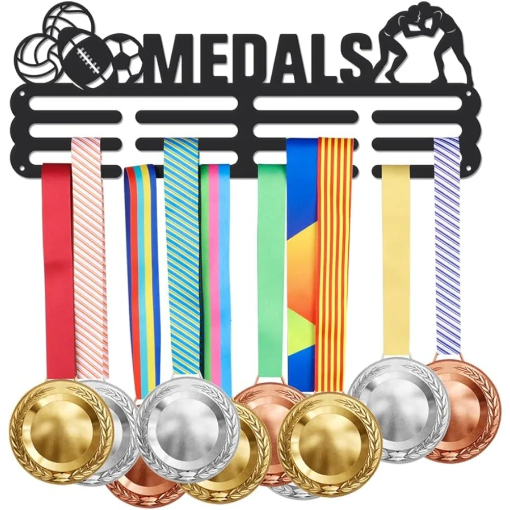 Wrestling Metal Medal Hooks Balls Medal Hook Wall Storage Award Holder Per Wall Medal Hanger Rack Frame Per Oltre 60 Medaglie Regalo